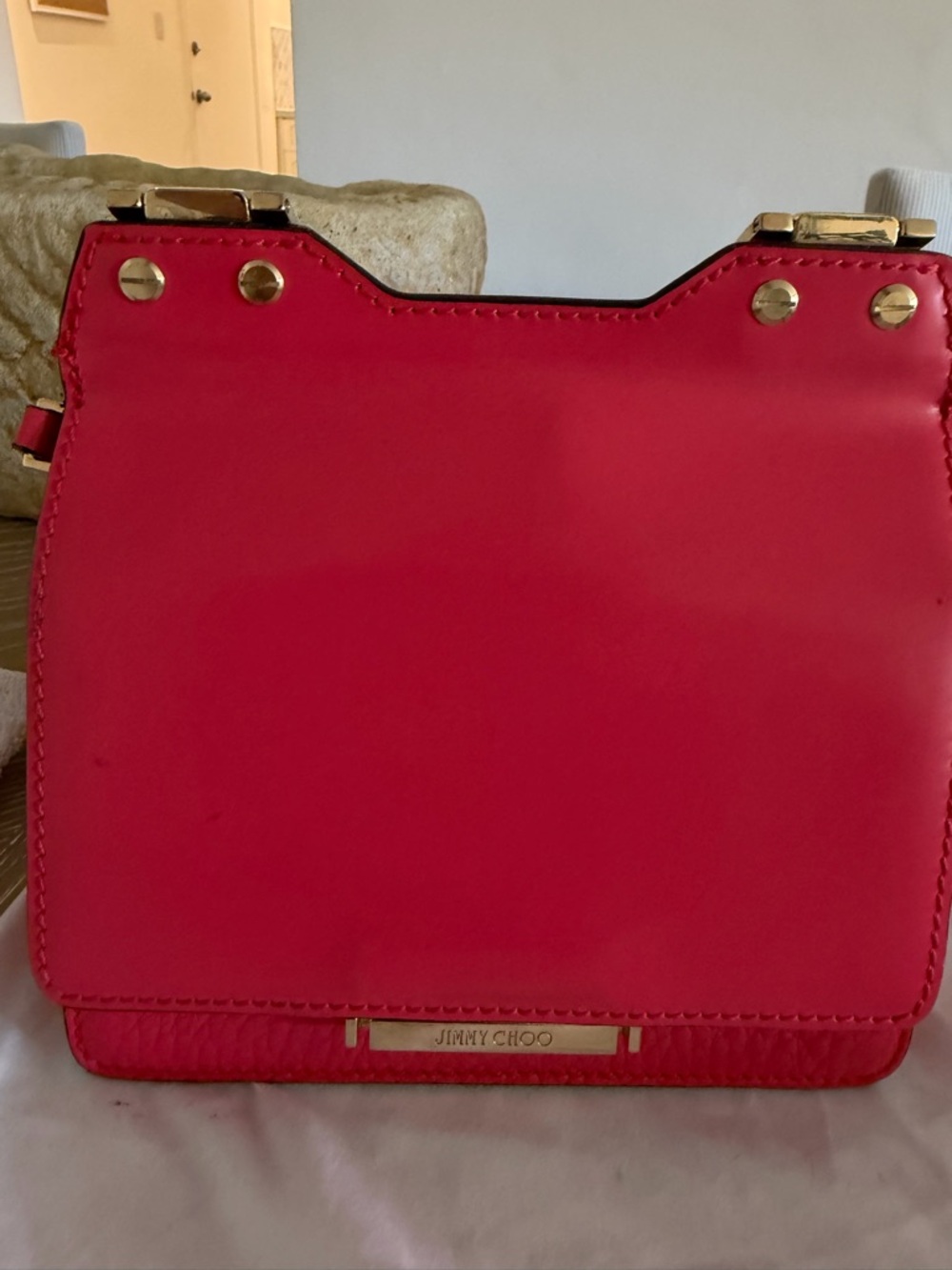 Jimmy Choo Hot Pink Leather Top-Handle Crossbody - Picture 3 of 16